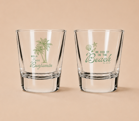 Personalized Beach Wedding Shot Glasses