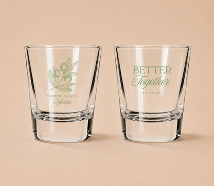 Personalized Better Together Olive Wedding Shot Glasses
