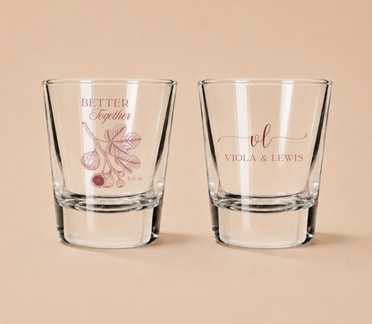 Personalized Botanical Fig Wedding Shot Glasses