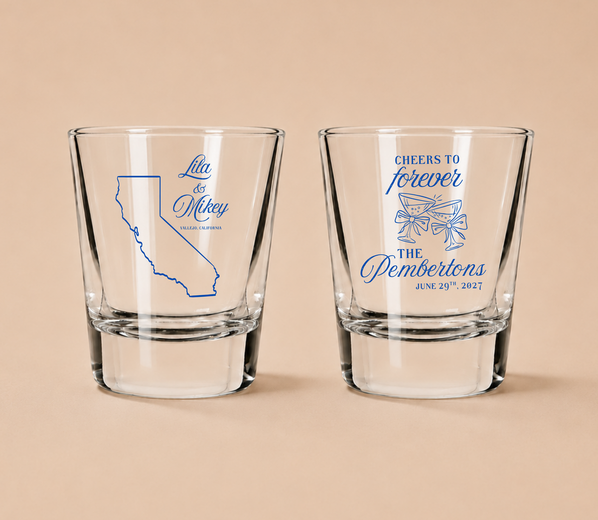 Personalized California Wedding Shot Glasses