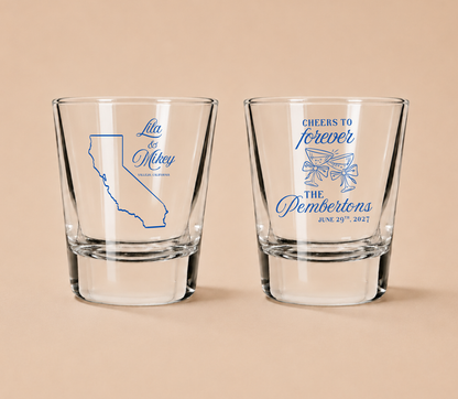 Personalized California Wedding Shot Glasses