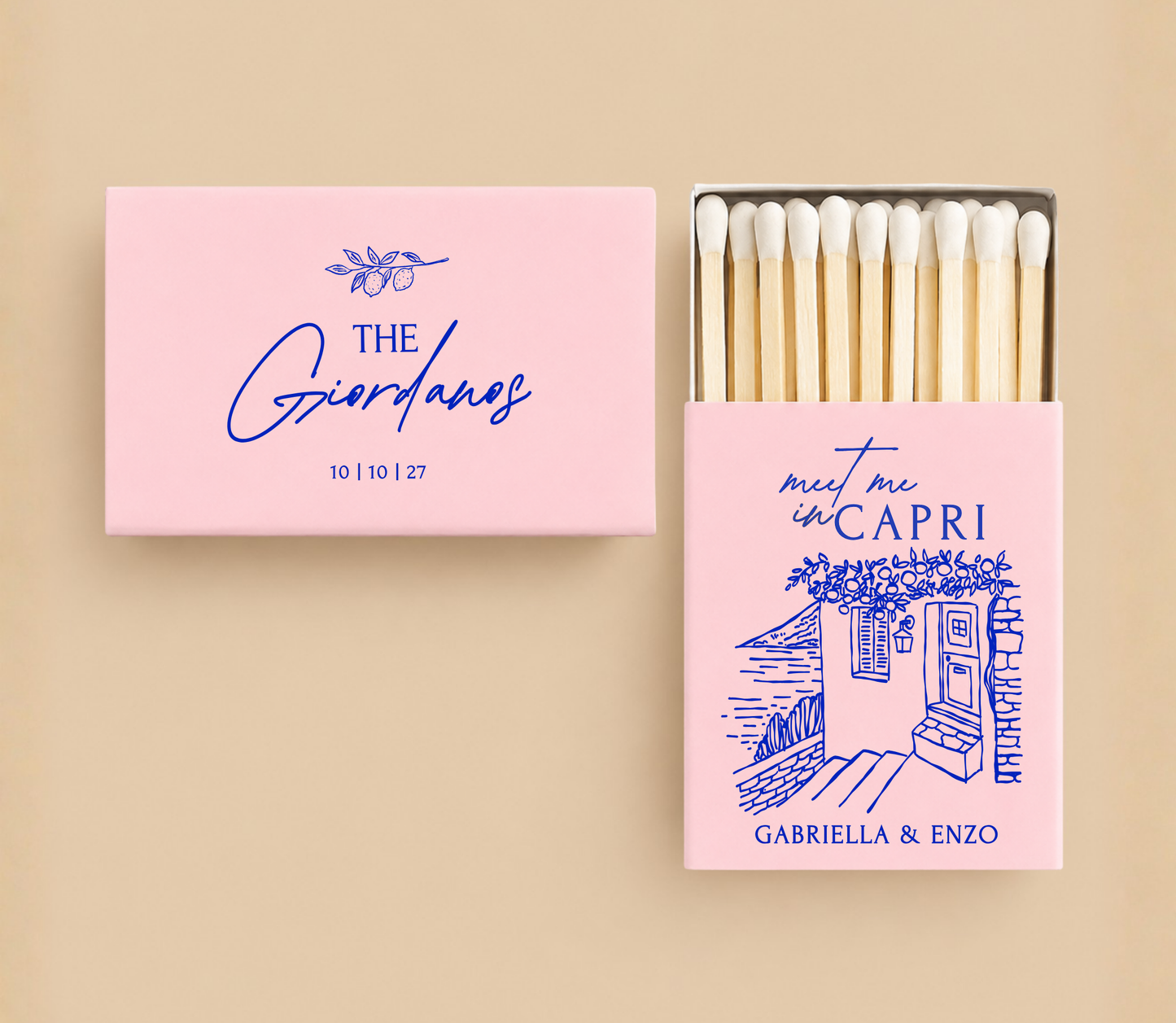 Personalized Capri Wedding Matchboxes