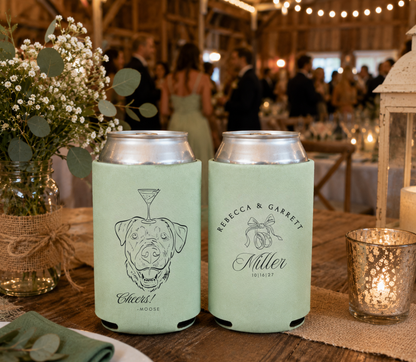 Custom Cheers dog wedding can cooler