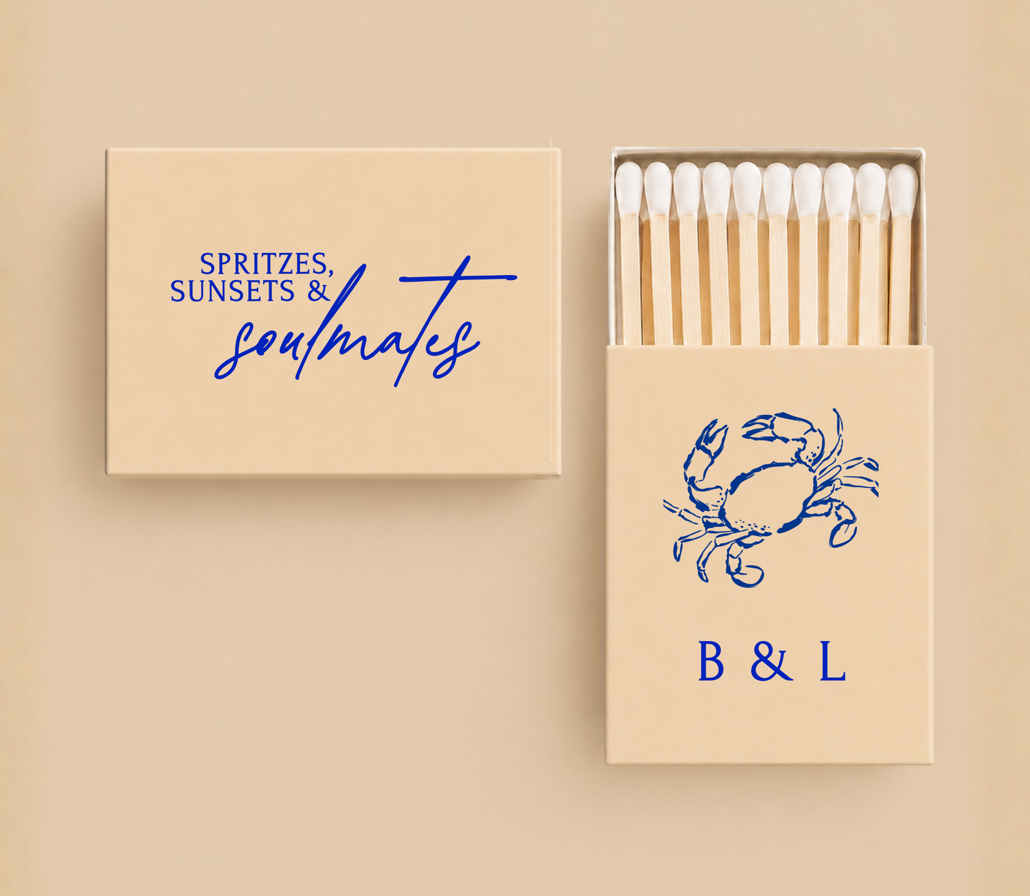 Personalized Coastal Wedding Matchboxes