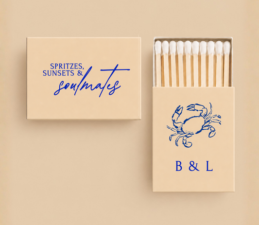 Personalized Coastal Wedding Matchboxes