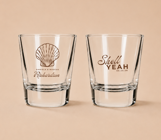 Personalized Coastal Wedding Shot Glasses