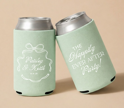 Personalized Coquette Wedding Can Cooler