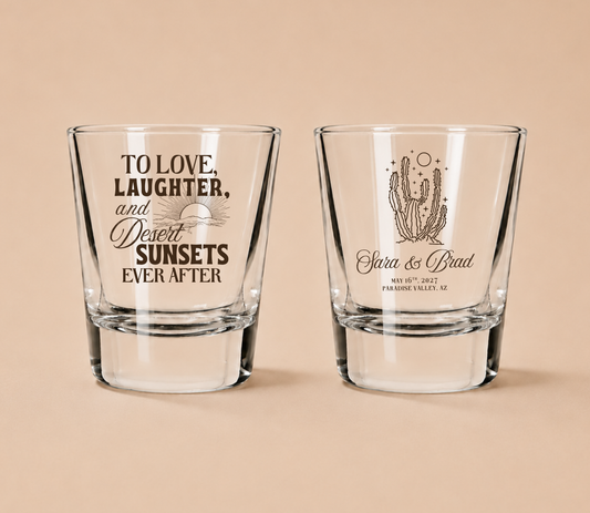 Personalized Desert Wedding Shot Glasses