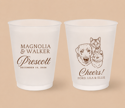 Personalized Dog & Cat Portrait Wedding Frosted Cups