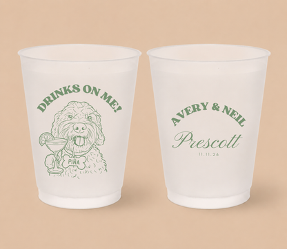 Personalized Dog Cocktail Wedding Frosted Cups