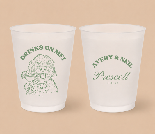 Personalized Dog Cocktail Wedding Frosted Cups