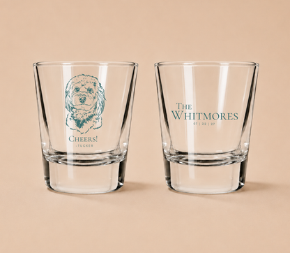 Personalized Dog Portrait Wedding Favor Shot Glasses