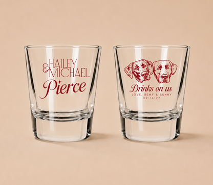Personalized Dog Portrait Wedding Shot Glasses