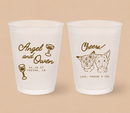 Personalized Double Dog Wedding Frosted Cups
