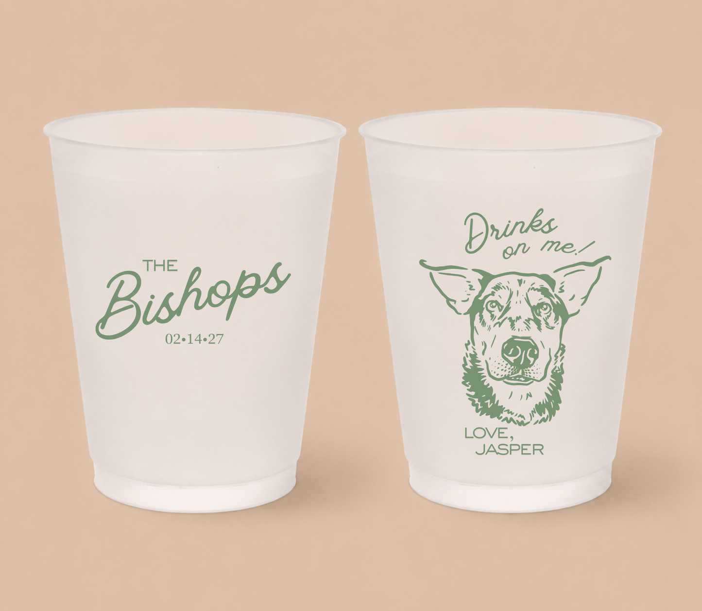 Personalized Drinks On Me Wedding Frosted Cups