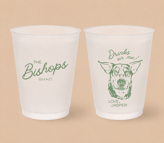 Personalized Drinks On Me Wedding Frosted Cups