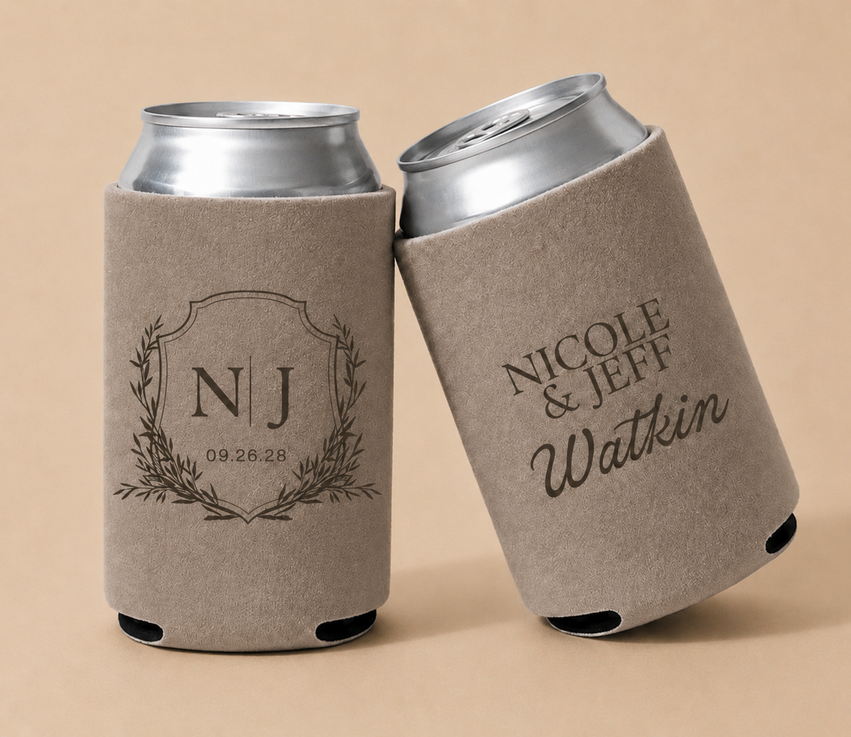 Personalized Family Monogram Elegant Wedding Can Coolers