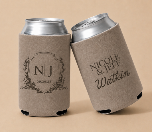 Personalized Family Monogram Elegant Wedding Can Coolers