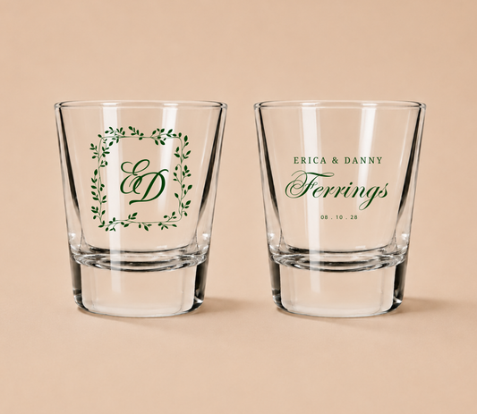 Personalized Ferrings Monogram Wedding Shot Glasses