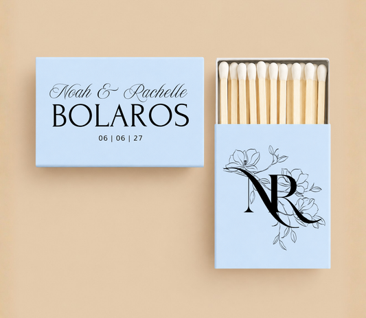 Personalized Floral Initial Wedding Matchboxes