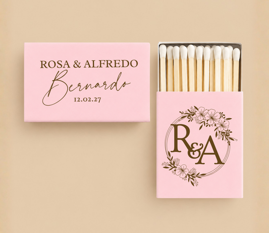 Personalized Floral Monogram Wedding Favor Matchboxes