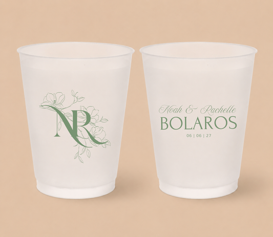 Personalized Floral Monogram Wedding Frosted Cups