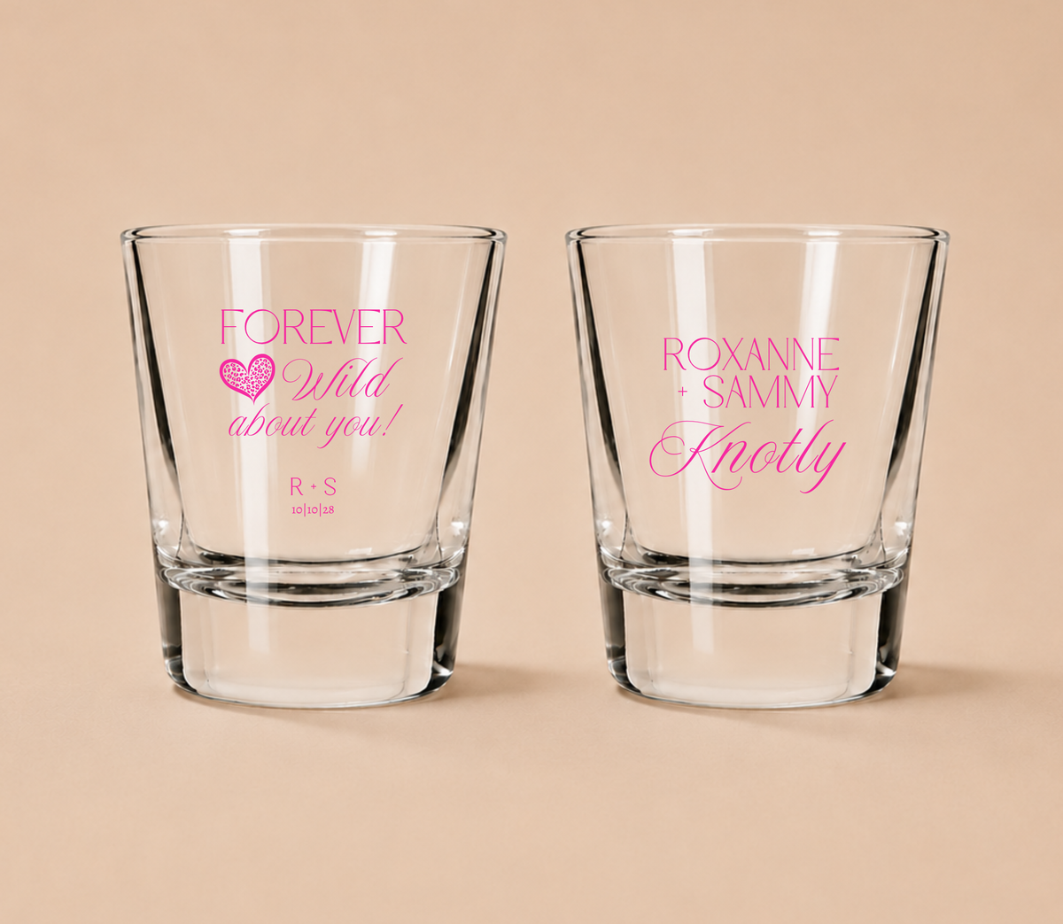 Personalized Forever Romantic Wedding Shot Glasses