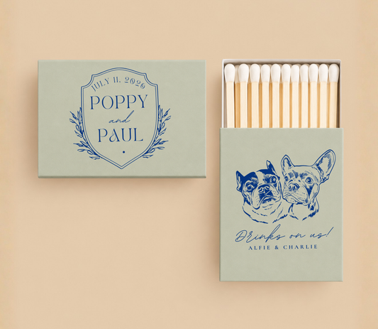 Personalized French Bulldog Wedding Matchboxes