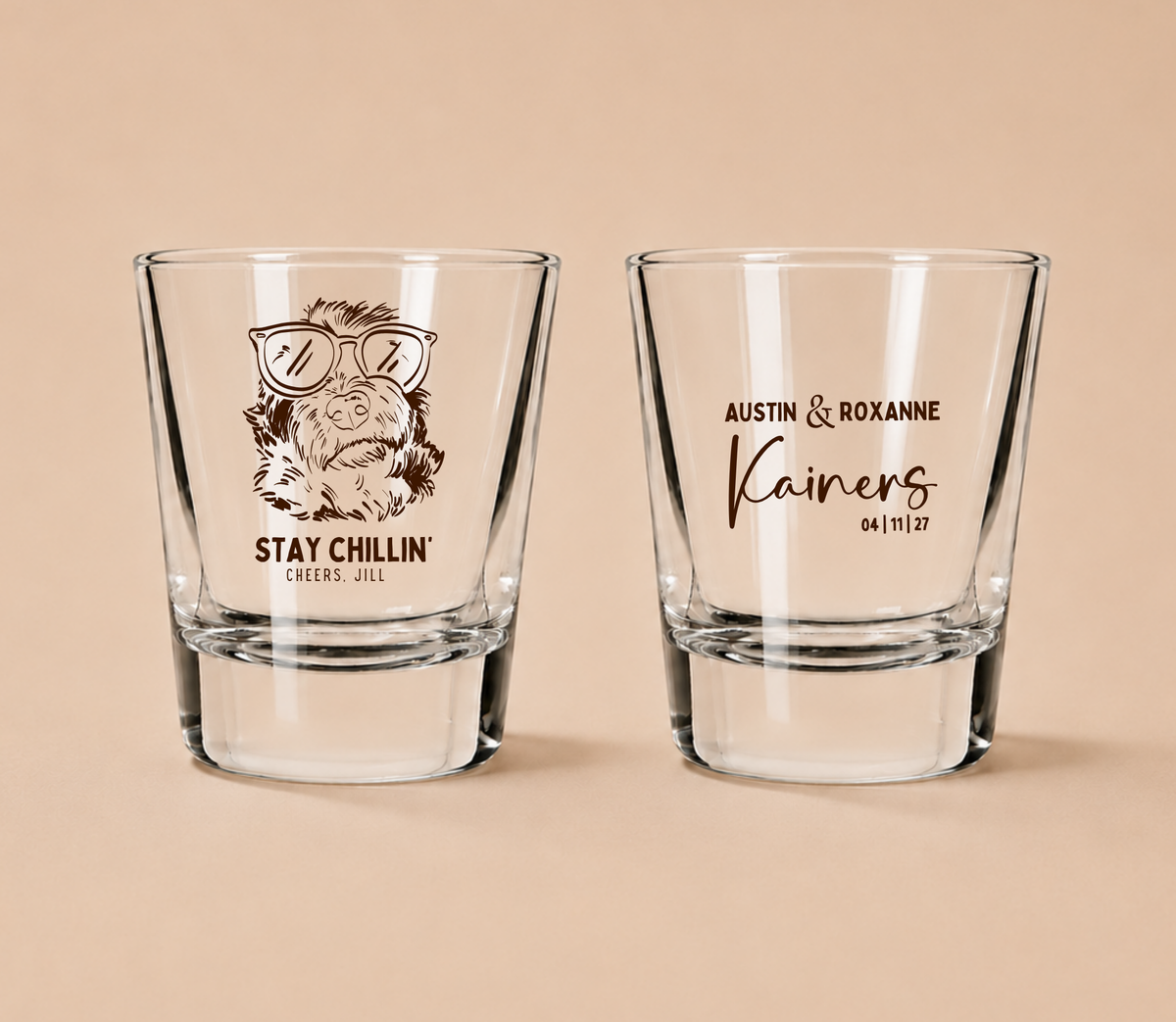 Personalized Funny Pet Wedding Shot Glasses