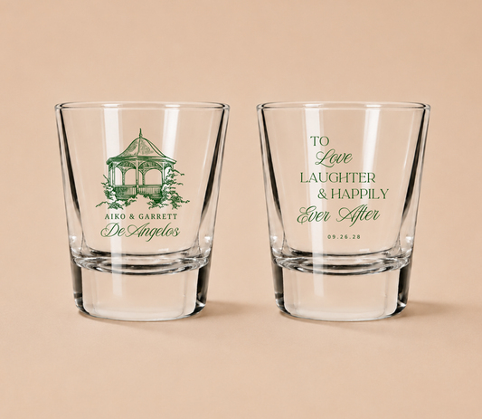 Personalized Gazebo Wedding Shot Glasses