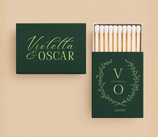 Personalized Green Monogram Wedding Favor Matchboxes