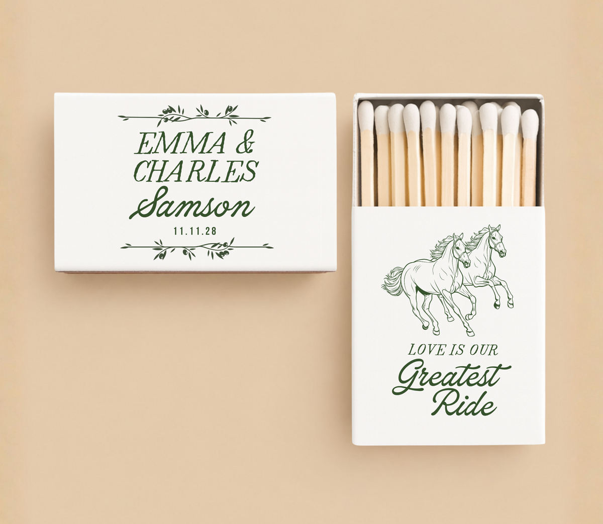 Personalized Horse Wedding Favor Cowboy Matchboxes