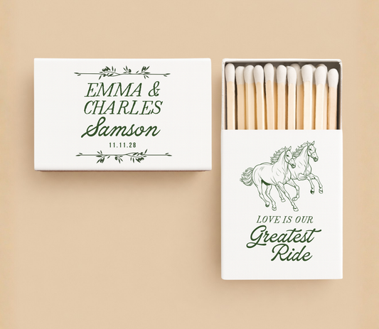 Personalized Horse Wedding Favor Cowboy Matchboxes