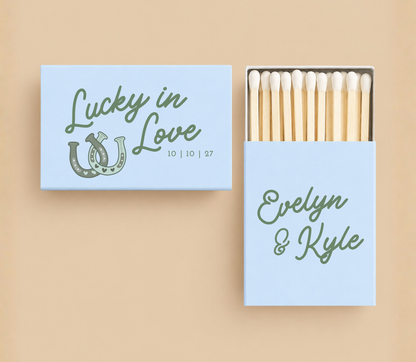 Personalized Horseshoe Rustic Wedding Matchboxes