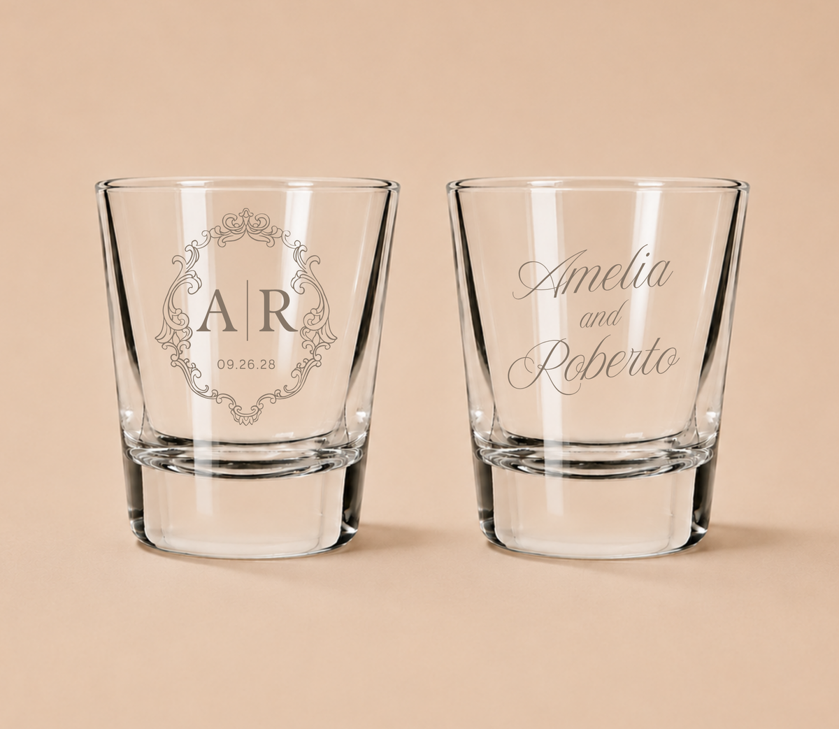 Personalized Initial Elegant Monogram Wedding Shot Glasses