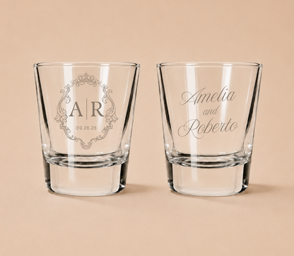 Personalized Initial Elegant Monogram Wedding Shot Glasses