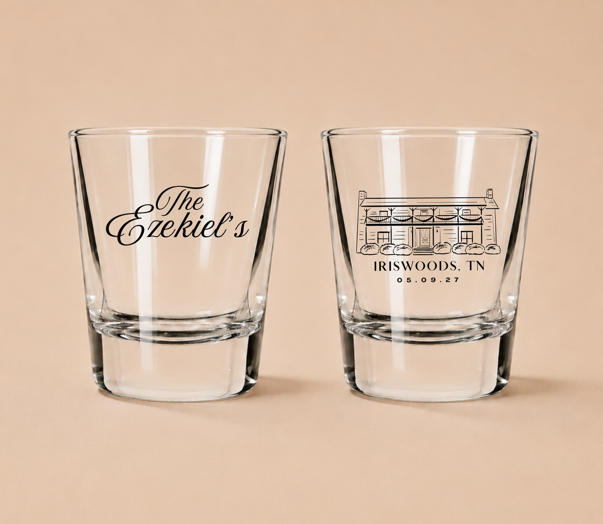 Personalized Iriswoods Tennessee Wedding Shot Glasses