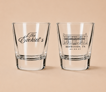 Personalized Iriswoods Tennessee Wedding Shot Glasses