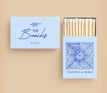 Personalized Italian Tile Wedding Matchboxes