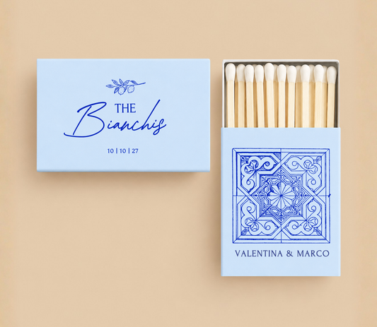Personalized Italian Tile Wedding Matchboxes