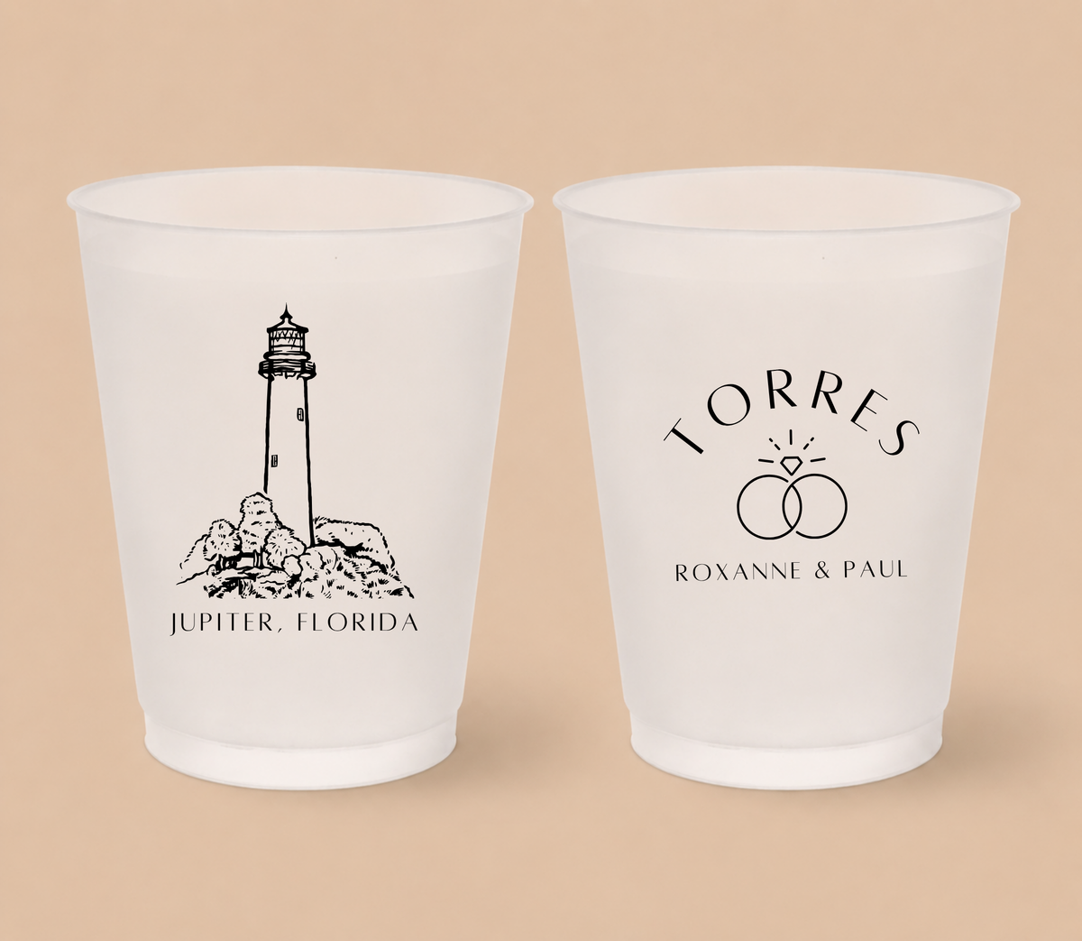 Personalized Jupiter Florida Wedding Frosted Cups