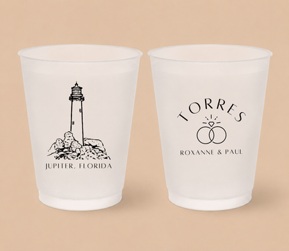 Personalized Jupiter Florida Wedding Frosted Cups
