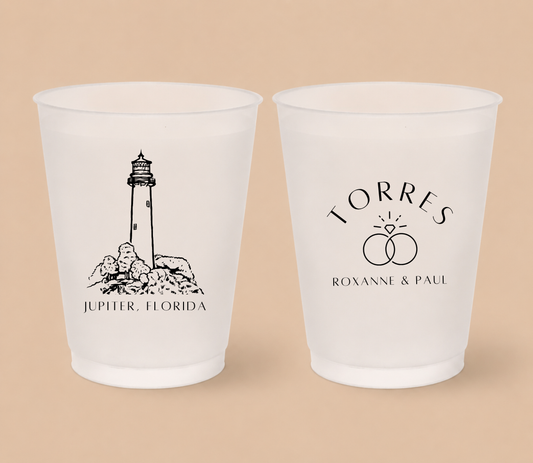 Personalized Jupiter Florida Wedding Frosted Cups