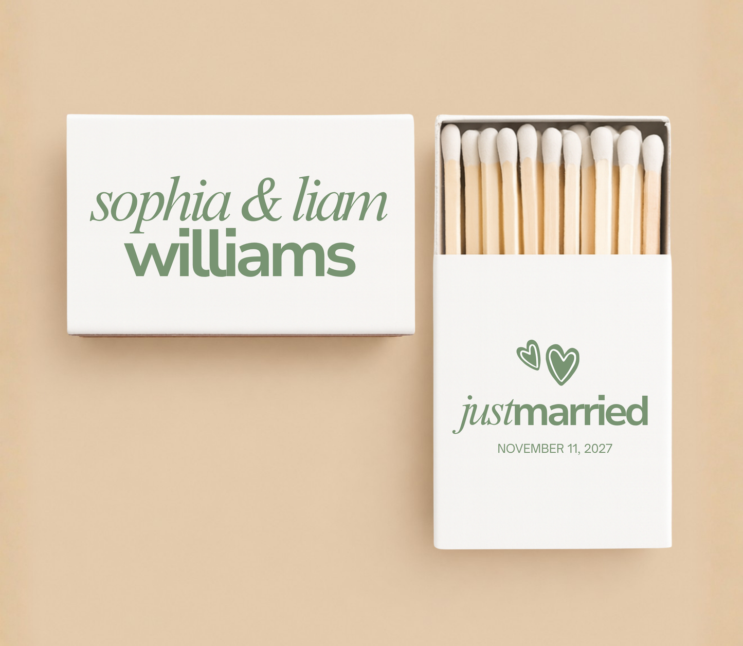 Personalized Just Married Wedding Matchboxes