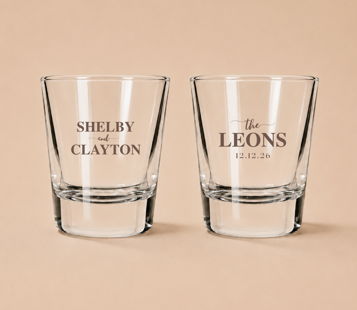 Personalized Leons Wedding Shot Glasses