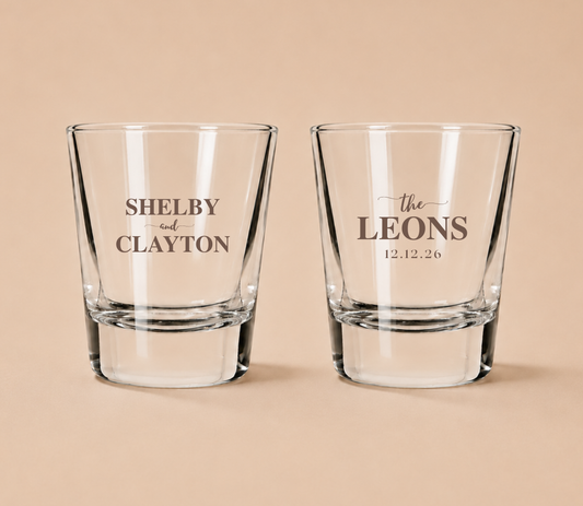 Personalized Leons Wedding Shot Glasses