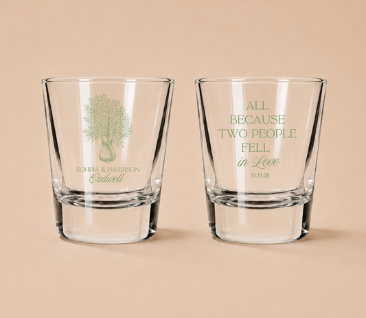 Personalized Love Tree Wedding Shot Glasses