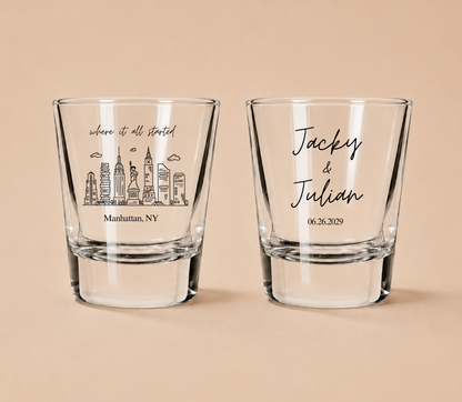 Personalized Manhattan Wedding Shot Glasses