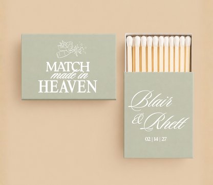 Personalized Match Made in Heaven Wedding Matchboxes