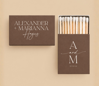 Personalized Minimalist Monogram Wedding Matchboxes